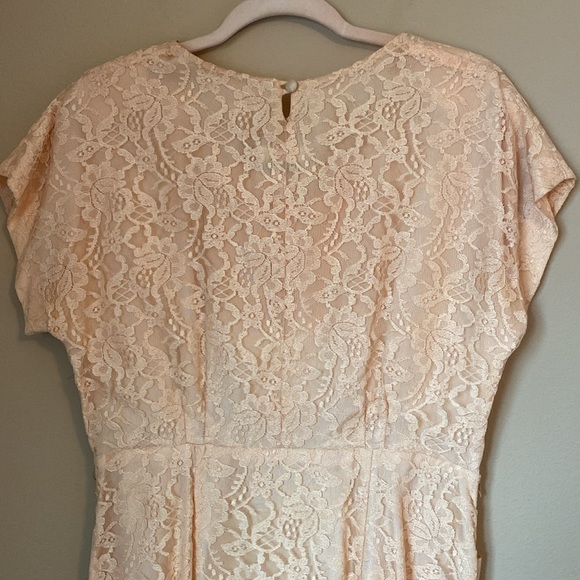 Vintage Light Pink Lace Midi Short Sleeve Dress 1950’s Cocktail - Picture 8 of 15